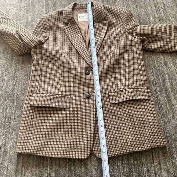 Everlane The Oversized Blazer in Camel Houndstooth, Wool Blend, Size 8 - Picture 7 of 11